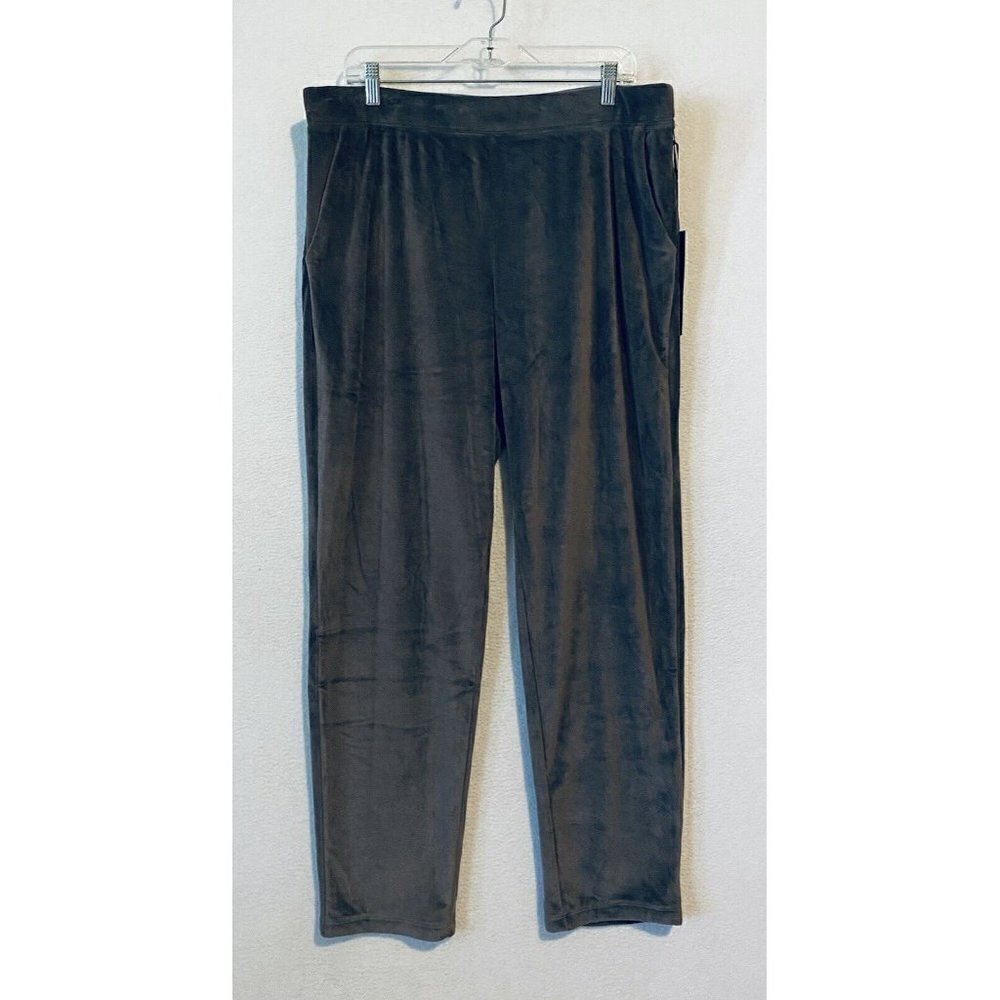 House of Harlow 1960 Pants Womens XL Gray Velvet Velour Pull On Lounge Track